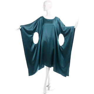 Teal Caftan with avant garde circle cutouts in sides