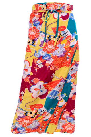 Japanese silk kimono wrap skirt