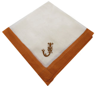 Initial J Unisex Monogrammed Victorian Silk Handkerchief - Dressing Vintage