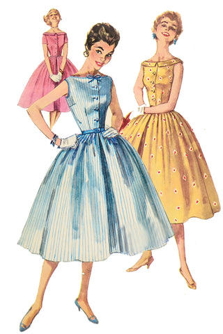 1955 Vintage Simplicity 1191 Uncut Full Skirt Dress Sewing Pattern
