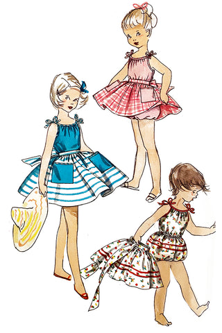 1956 Simplicity 1598 Vintage Playsuit With Skirt Childrens Pattern