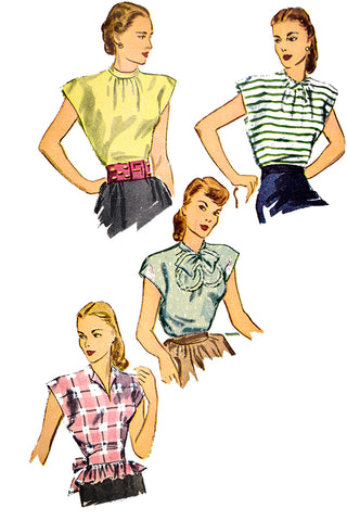 1946 Vintage Simplicity 1867 Blouse Sewing Pattern