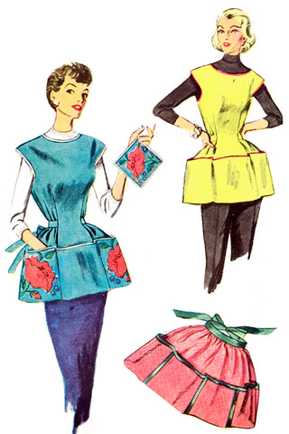 Simplicity 4492 Vintage 1953 Cobber & Half Apron & Potholder Sewing Pattern