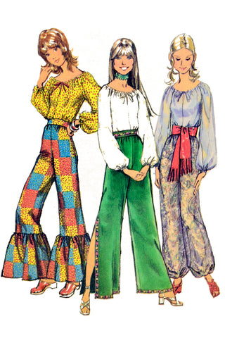 1971 Vintage Simplicity 9670 Peasant Blouse and Pants Pattern