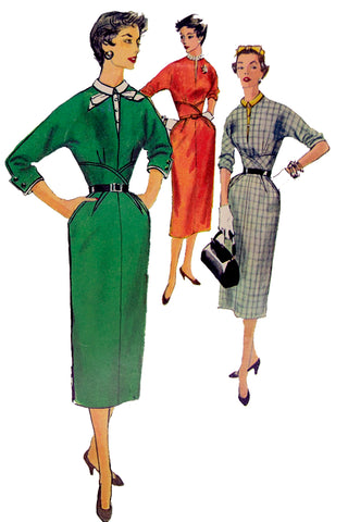 1954 Simplicity 4833 Vintage Sewing Pattern for Dress W Removable Dickey