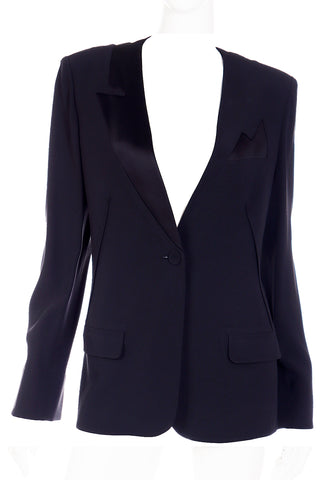 1990s Vintage Sonia Rykiel Black Tuxedo Style Jacket