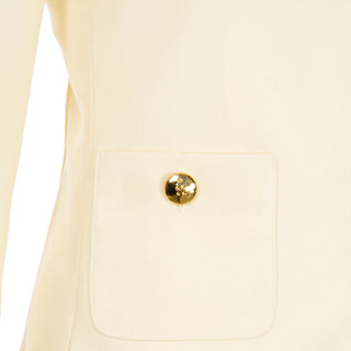 Luxurious Sonia Rykiel Cream Wool Skirt & Long Line Blazer Jacket Suit