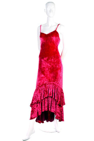 Sonia Rykiel raspberry pink crusehd velvet dress with high low hem