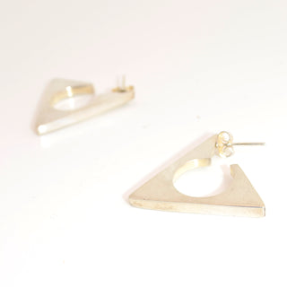 Taxco Vintage Sterling Silver Triangle Hoops
