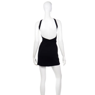 1990s Tadashi Vintage Black Bodycon Sheer Mesh Halter Evening Dress