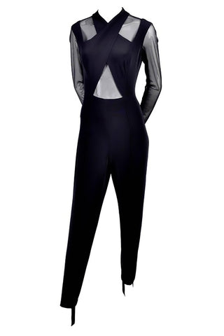 Tadashi black 1980's stirrup jumpsuit