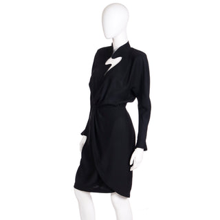 1980s Iconic Thierry Mugler Vintage Black Lightning Bolt Cutout Dress