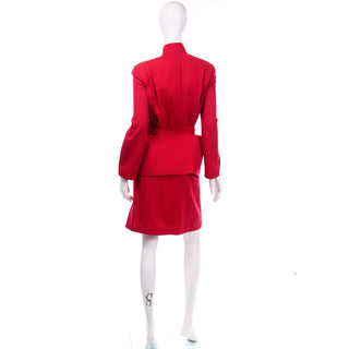 Thierry Mugler Paris Vintage Red Skirt and Jacket Suit with patch pockets