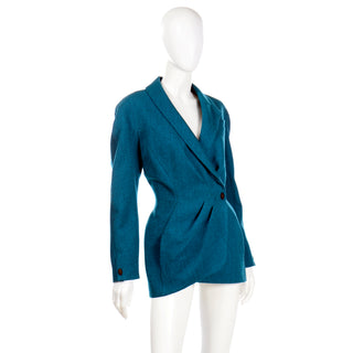 Rare Thierry Mugler Vintage Blue Green Teal Wool Jacket