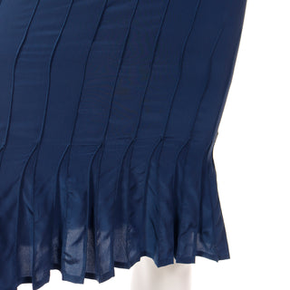 2003 Tom Ford YSL Yves Saint Laurent Blue Pleated Skirt W Sheer Lace Runway