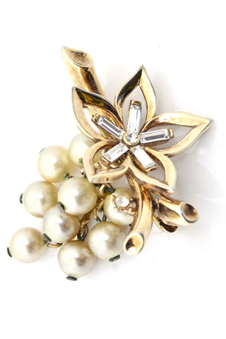 Trifari Crown Vintage Brooch Pearls