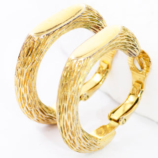 Gold pierced Vintage Trifari crown earrings