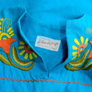 La Casa de Josefa Vintage Blue Embroidered Maxi Dress