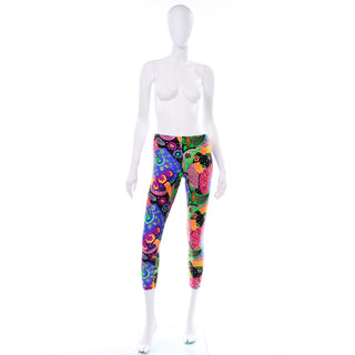 1990s Vintage Ungaro Deadstock Leggings in Bold Colorful Abstract Graphic Print Bright