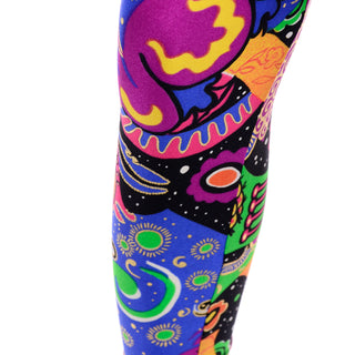 New with tag 1990s Vintage Ungaro Deadstock Leggings in Bold Colorful Abstract Graphic Print