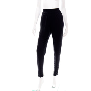 Diane Freis Vintage 2Pc Black Silk Jersey Dress & Slim Pants Outfit w Burnout Velvet 