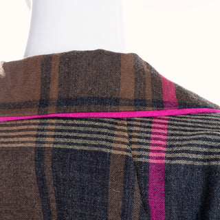 Utah Tailoring Mills 1980's vintage brown & pink plaid wool dolman sleeve fall dress | Dressing Vintage