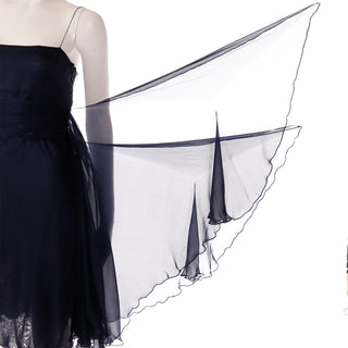 2000s Valentino Blue Silk Chiffon Evening Dress With Fly Away Panel layered with drape