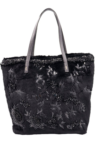 Valentino Beaded Fur Top Handle Bag