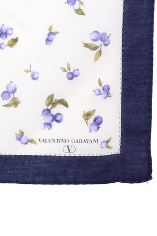 Valentino Garavani Vintage Blueberry Print Cotton Scarf
