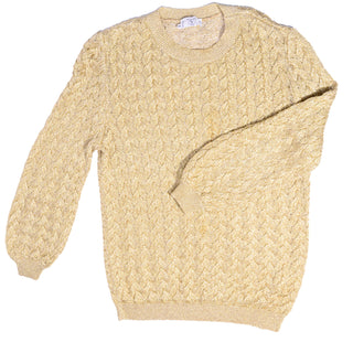 Vintage Valentino Gold Sparkle Pullover Cable Knit Sweater Holiday