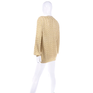 Vintage Valentino Gold Sparkle Pullover Cable Knit Sweater 80s