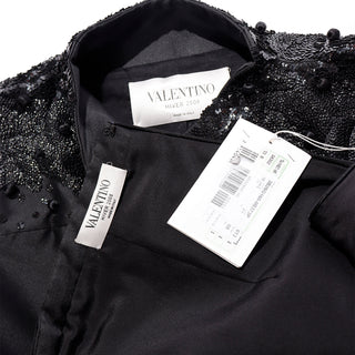 2008 Valentino Deadstock 2pc Black Beaded Peplum Jacket & Skirt Suit w tags unworn outfit