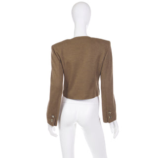 1980s Valentino Boutique Light Brown Cropped Wrap Style Jacket