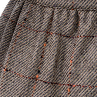 Valentino Vintage Windowpane Tweed Brown Wool Skirt Size 8