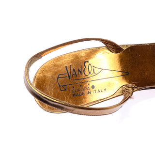Vintage VanEli Mixed Metallic Slingback Peep Toe Shoes Italy