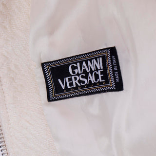 2000s Gianni Versace Winter White Boucle Double Zip Jacket Made in Italy