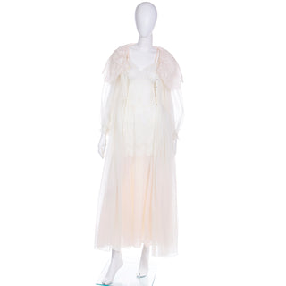 1950s Schiaparelli Pink & Ivory Nightgown and Peignoir Robe Set Bridal