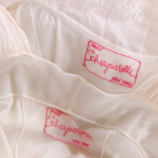 1950s Schiaparelli Pink & Ivory Nightgown and Peignoir Robe Set with lace