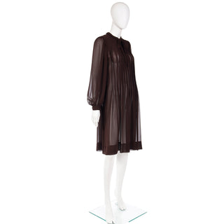 Albert Nipon vintage sheer brown pleated dress