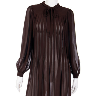 Pleated sheer brown Albert Nipon vintage dress