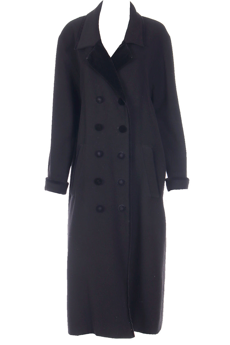 Black Wool Bavarian Coat with Velvet Collar