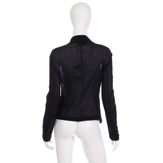2000s Yves Saint Laurent Stefano Pilati Deadstock Sheer Black Jacket Top with $1290 tag attached