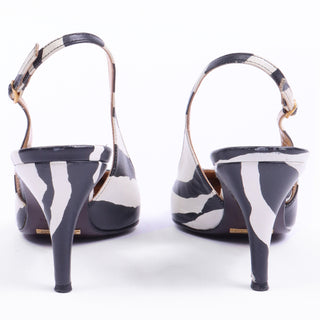 2000s Dolce & Gabbana Vintage Black & White Zebra Stripe Slingback Shoes Size 37