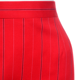 Vintage Margareta Ley Escada Red Pinstripe Pencil Skirt Size 8