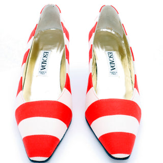 Escada Vintage Red and White Striped pumps size 7