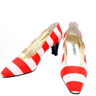 Escada Vintage Red and White Striped pumps size 7 shoes