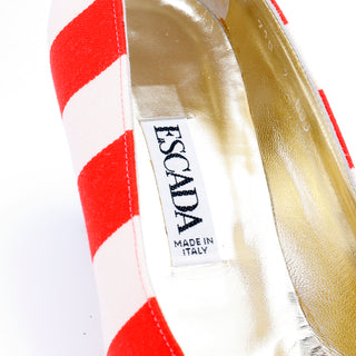 Escada Vintage Red and White Striped pumps made in Italy