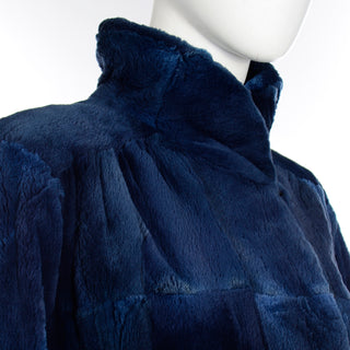 1980s Vintage Evans Collection Blue Sheared Fur Swing Coat 80s jacket