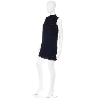 Vintage 1990s Fendi Silk Babydoll Beaded Dress Karl Lagerfeld