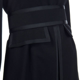 1960s Geoffrey Beene Black Dress With Pleated Details & Wide Belt pockets and pleats